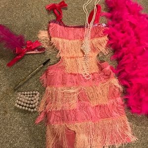 Pink adult small Flapper outfit with accessories